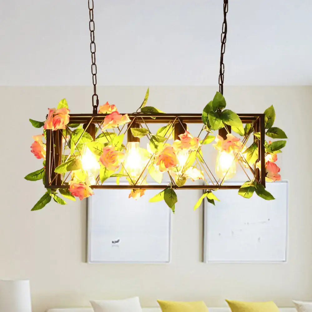 Rustic bronze lattice island ceiling light – kitchen ivy pendant 110v-120v