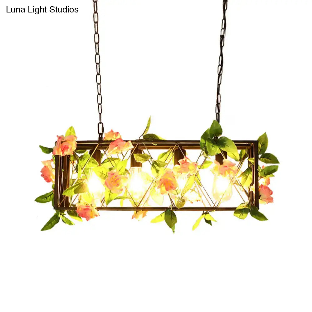 Rustic bronze lattice island ceiling light – kitchen ivy pendant 110v-120v