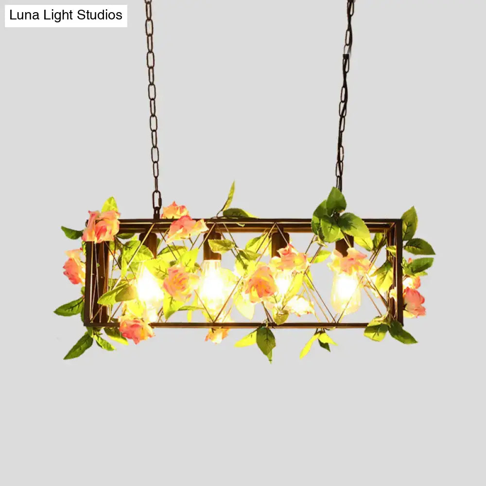 Rustic bronze lattice island ceiling light – kitchen ivy pendant 110v-120v