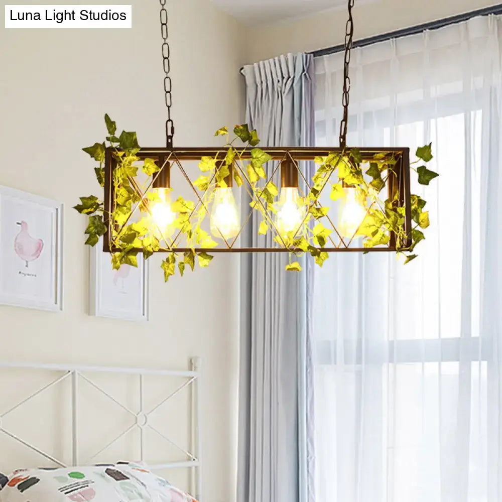 Rustic bronze lattice island ceiling light – kitchen ivy pendant 110v-120v