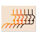 Retro orange and brown abstract faces art prints living room decor
