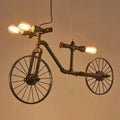 Industrial black iron piping bicycle hanging lamp dining room light