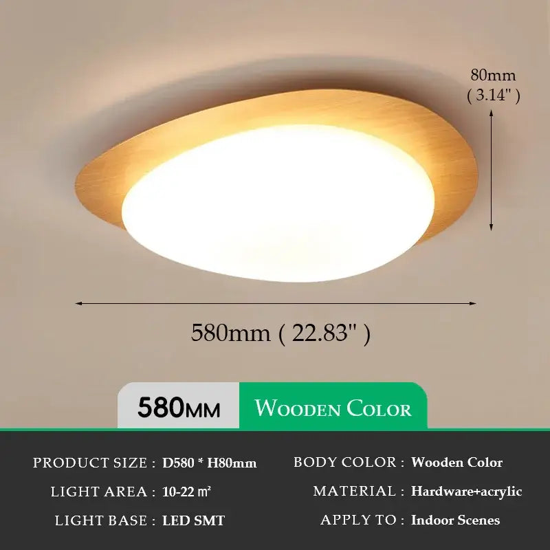 Retro walnut oval acrylic ceiling light for living room