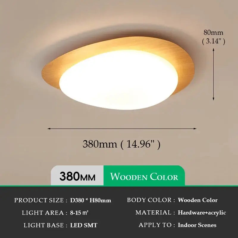 Retro walnut oval acrylic ceiling light for living room