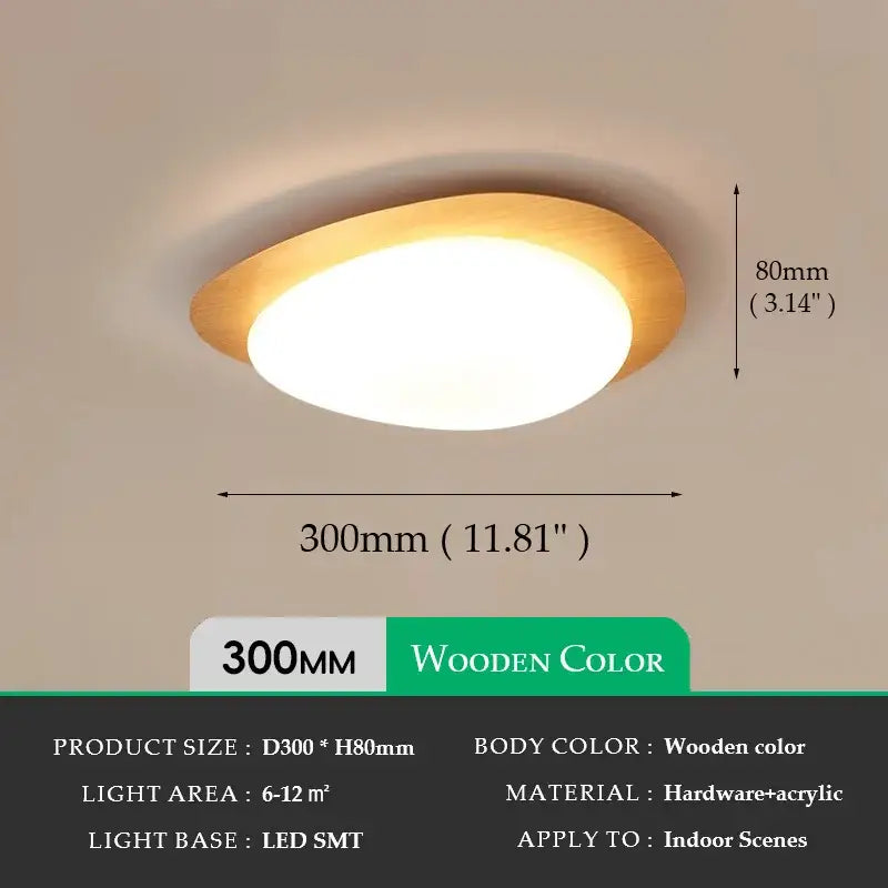 Retro walnut oval acrylic ceiling light for living room