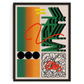 Retro abstract green & orange canvas wall art living room decor