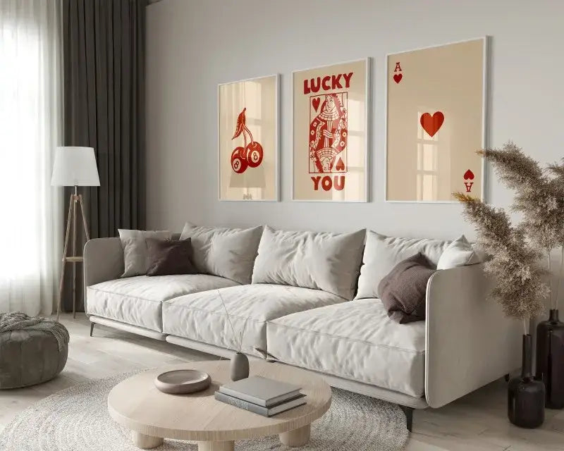 Retro queen of hearts art posters set living room wall art