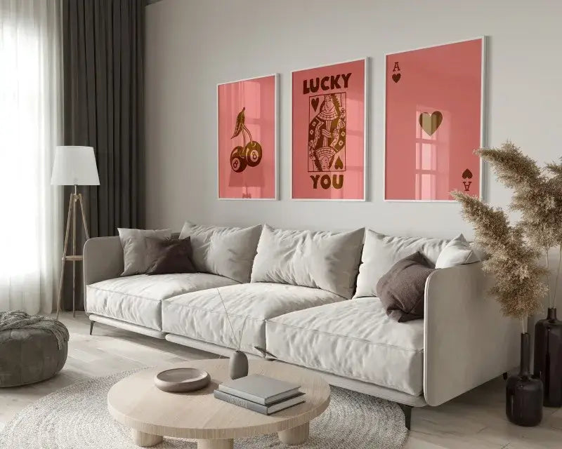 Minimalist beige retro wall art posters set for bedroom decor