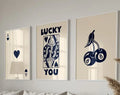 Retro navy & cream queen of hearts art posters set – living room
