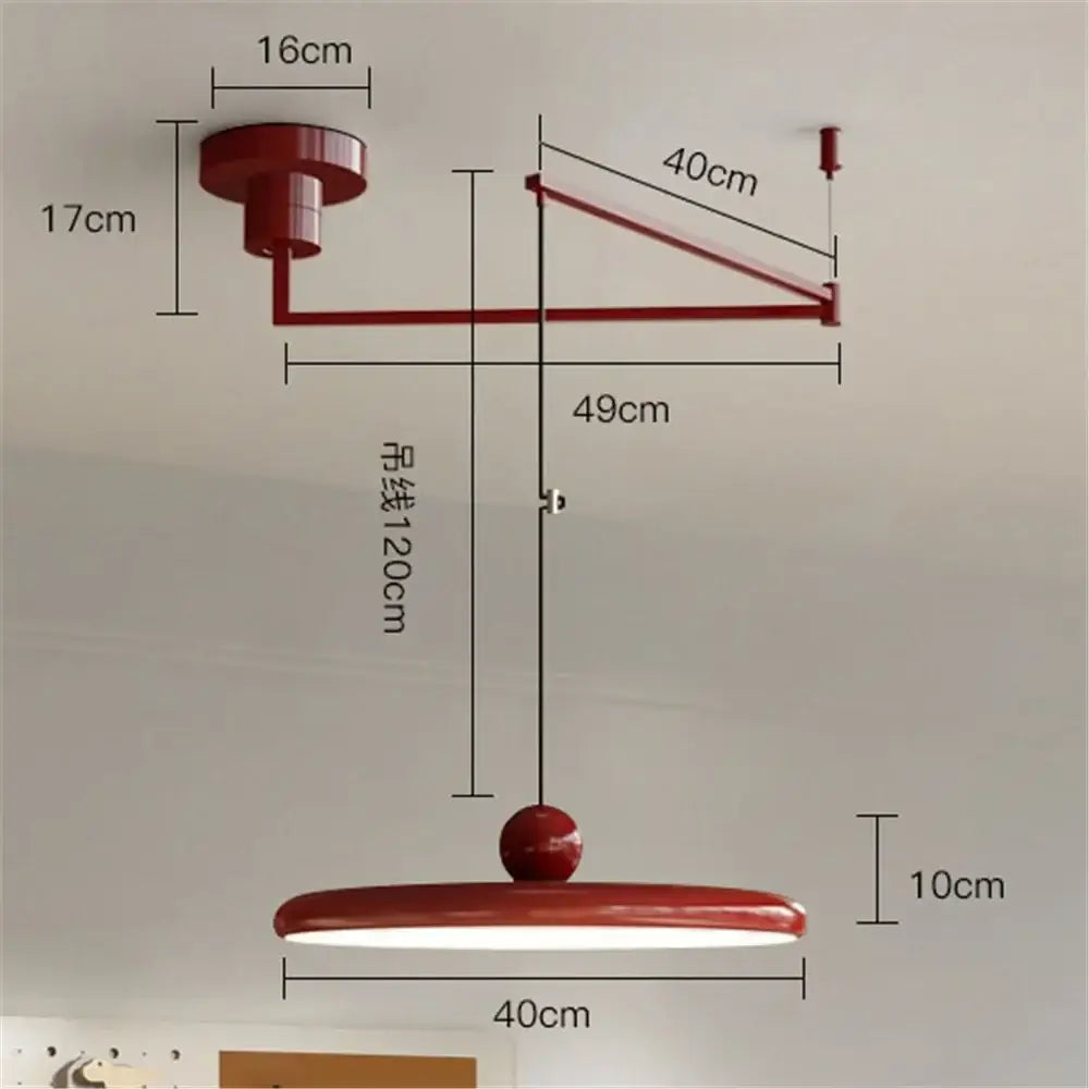 Modern red rotatable led pendant light – kitchen adjustable arm