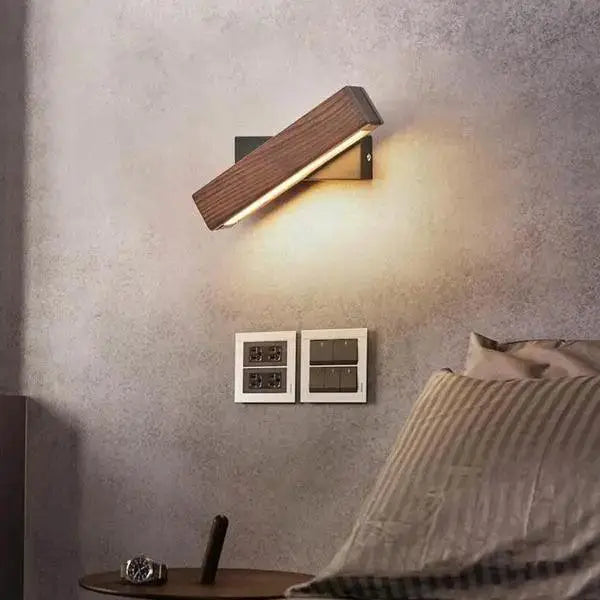 Modern rotated led wooden wall sconces bedroom light
