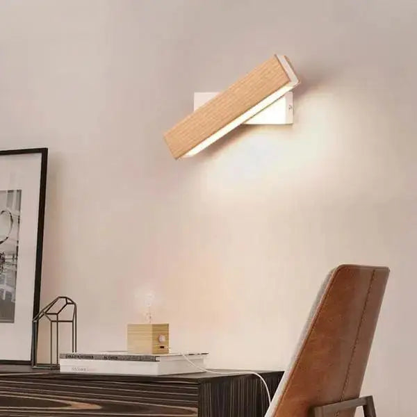 Modern rotated led wooden wall sconces bedroom light