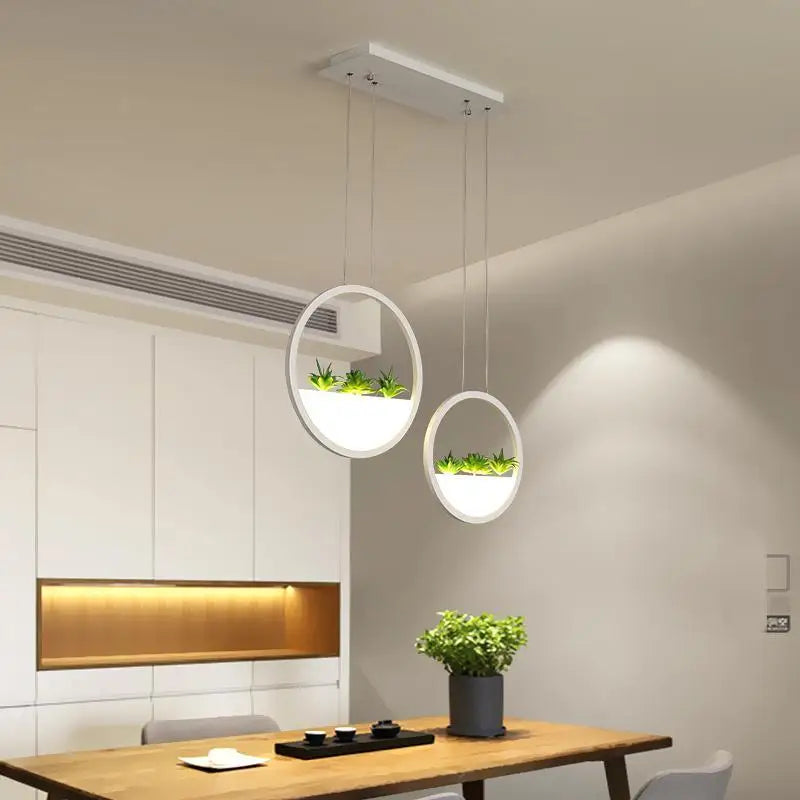 Modern black round planter led chandelier dining room pendant light