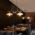 Rustic antler beige glass island pendant light dining room