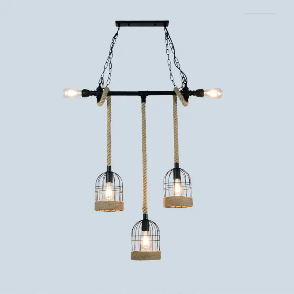 Industrial rustic iron birdcage suspended lighting for dining rooms