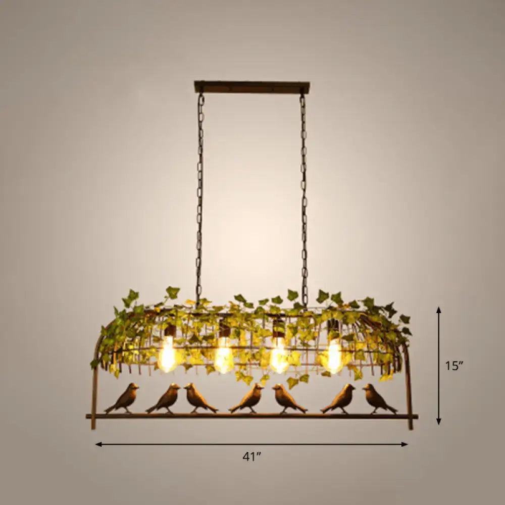 Rustic bronze birdcage island ceiling light kitchen industrial style