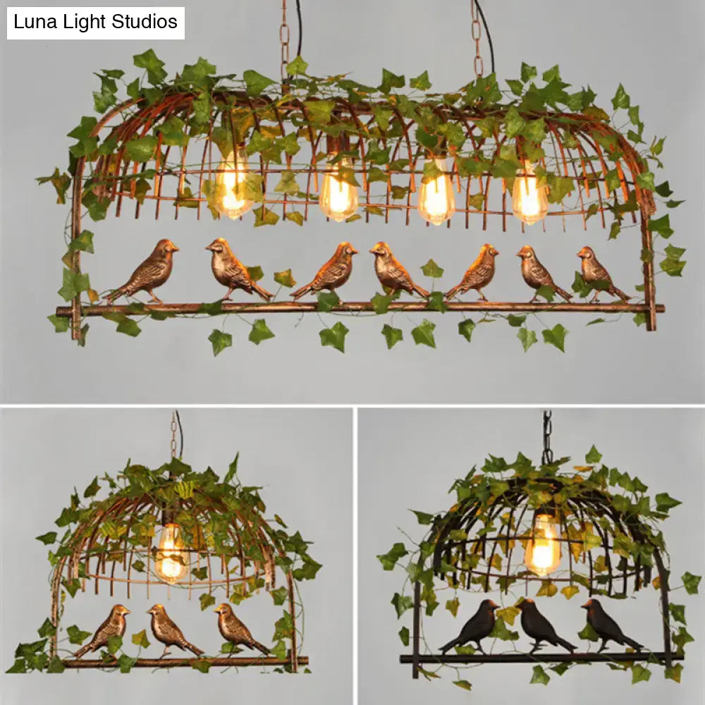 Rustic bronze birdcage island ceiling light kitchen industrial style