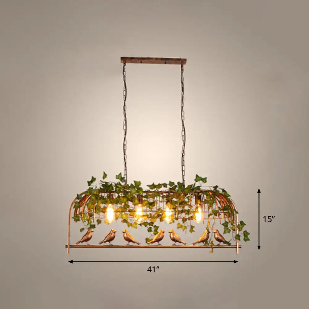 Rustic bronze birdcage island ceiling light kitchen industrial style