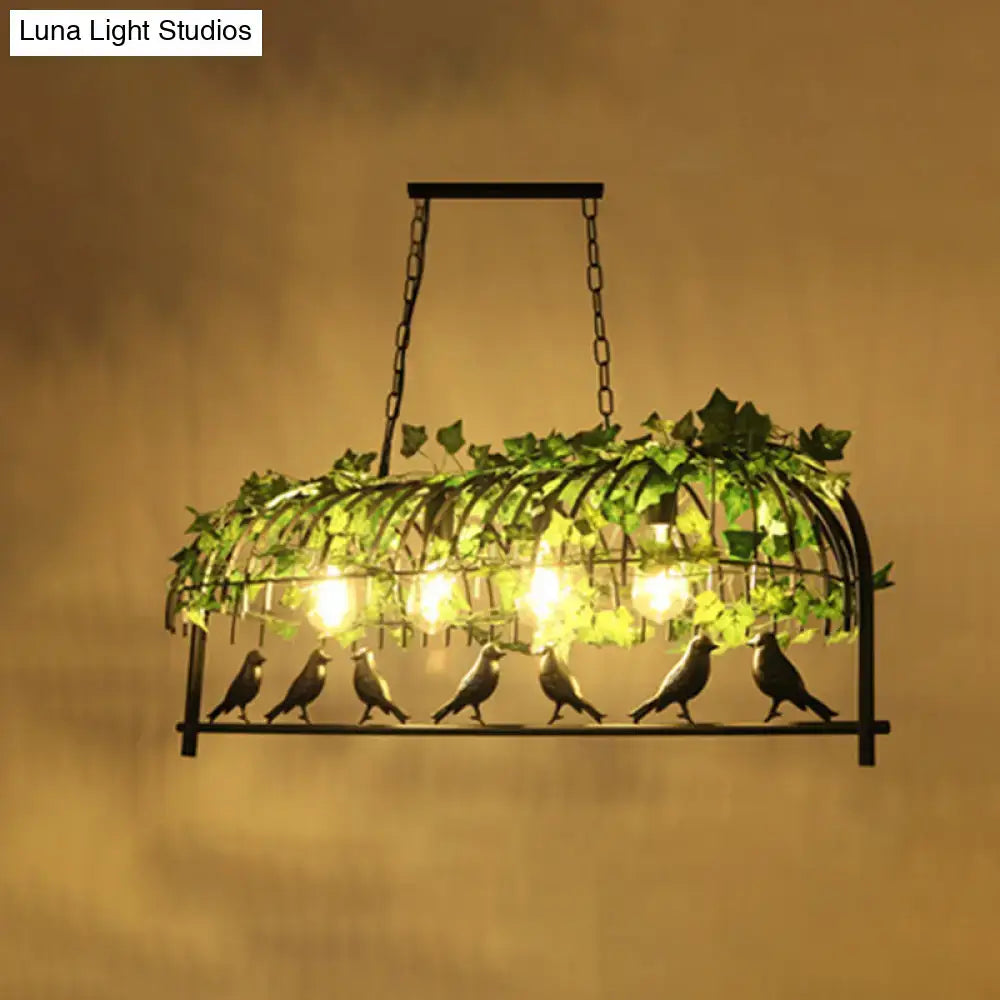 Rustic bronze birdcage island ceiling light kitchen industrial style