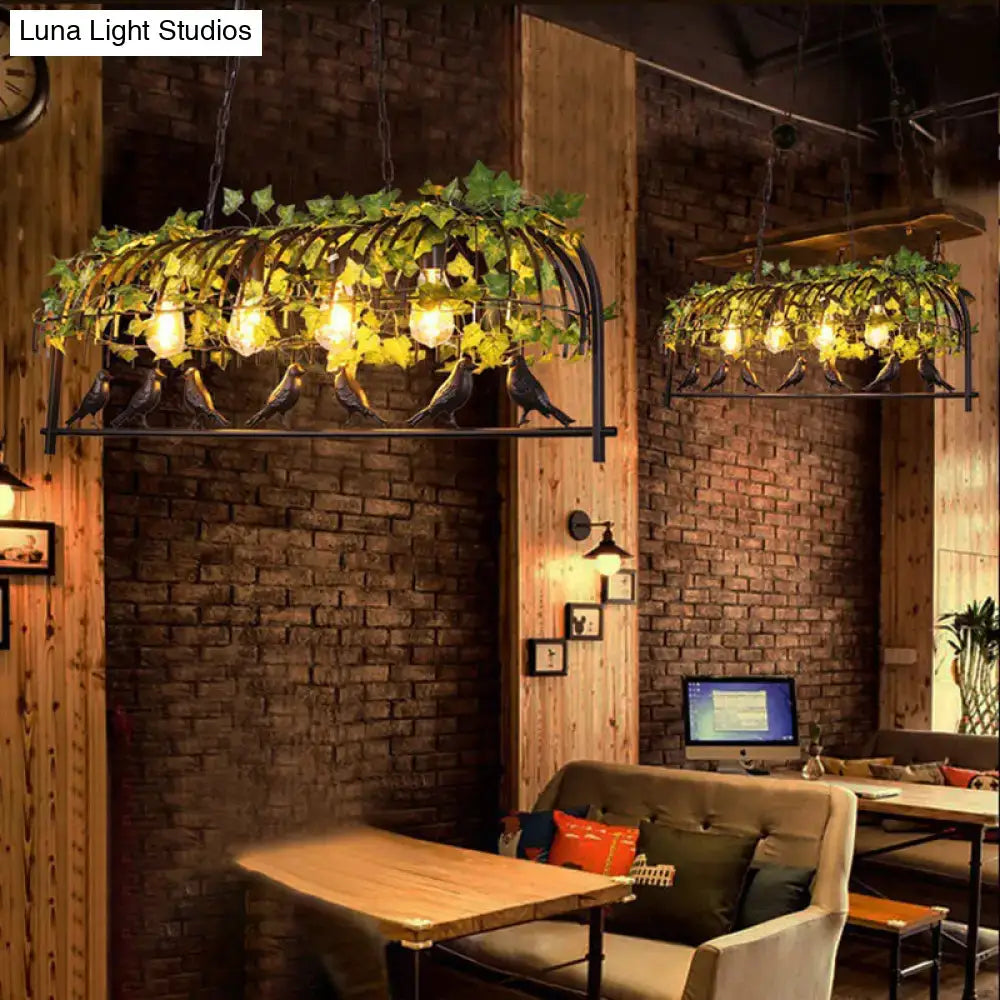 Rustic bronze birdcage island ceiling light kitchen industrial style