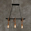 Industrial black water pipe hanging lamp with hemp rope dining room