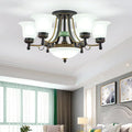 Rustic black & gold glass flower ceiling light fixture living room
