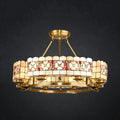 Rustic vintage stained glass flower chandelier dining room light