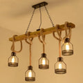 Rustic wood rope cage island light – dining room chandelier