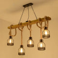 Industrial rustic wooden linear island lamp dining room pendant light