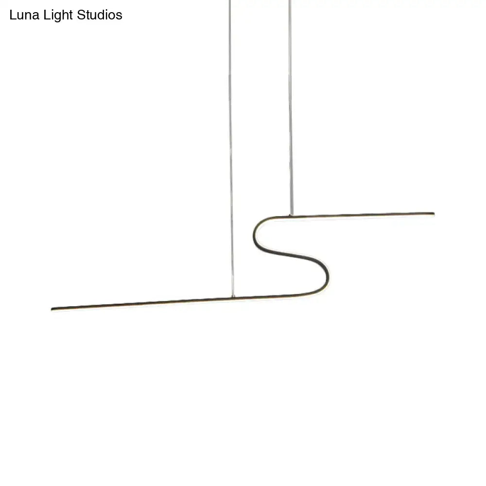 Modern black s-shape island pendant – kitchen warm white light