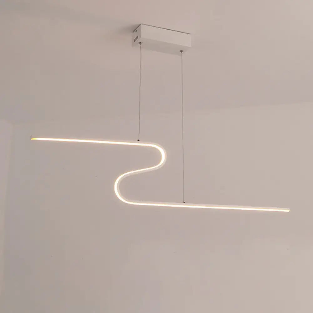 Modern black s-shape island pendant – kitchen warm white light
