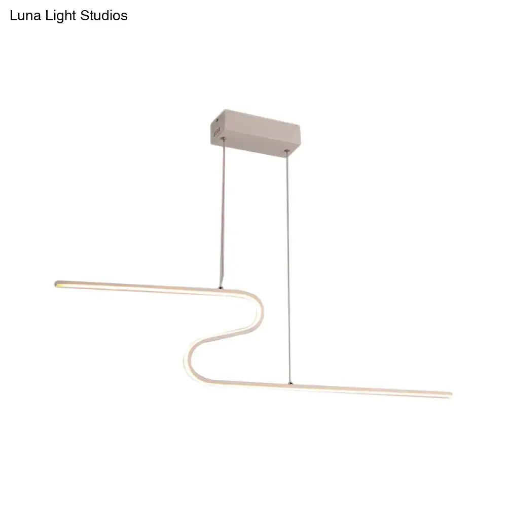 Modern black s-shape island pendant – kitchen warm white light