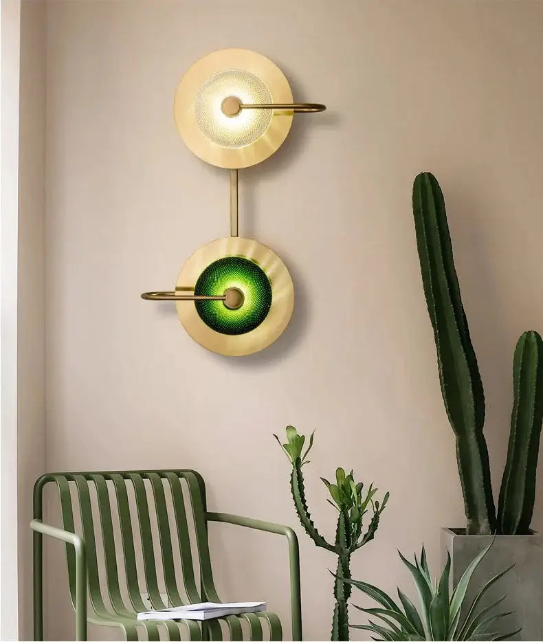 Scandinavian green & black premium brass wall sconces bedroom light