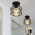 Modern geometric black metal semi flush mount ceiling light bedroom