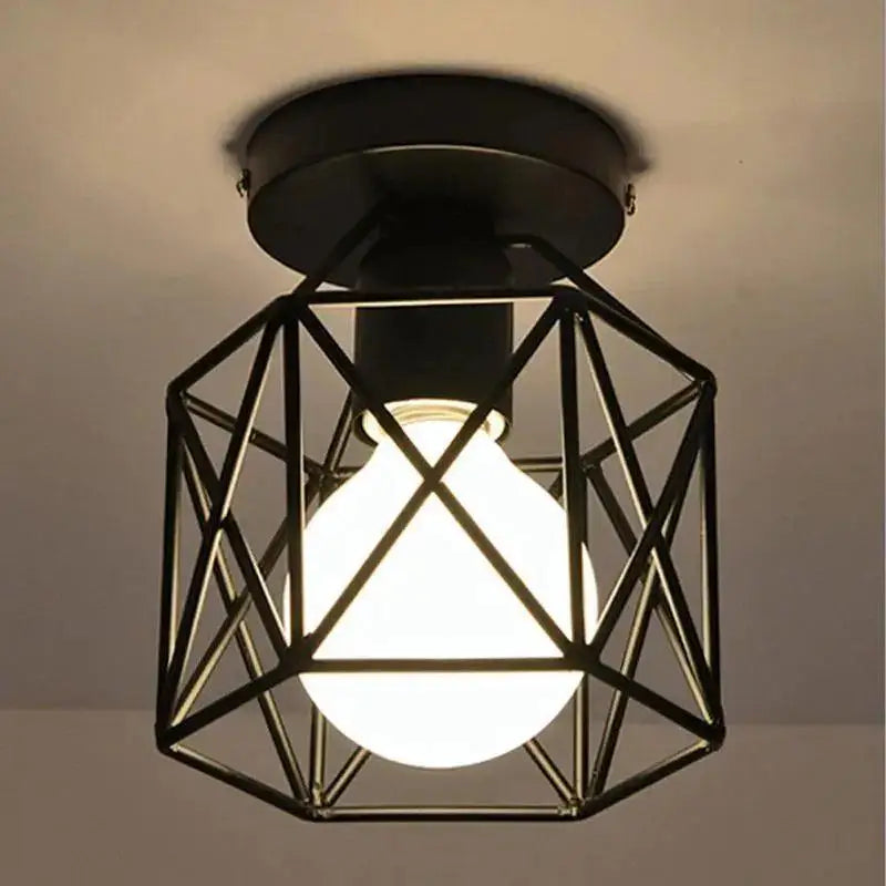 Modern geometric black metal semi flush mount ceiling light bedroom