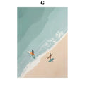 Serene beach watercolor illustration set of 7 framed bedroom art prints