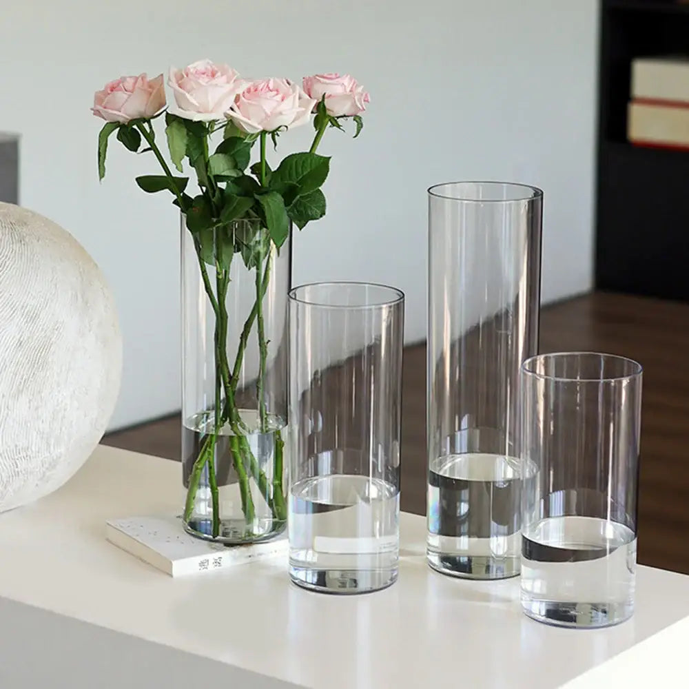 Modern shatterproof clear acrylic cylinder vase dining room decor