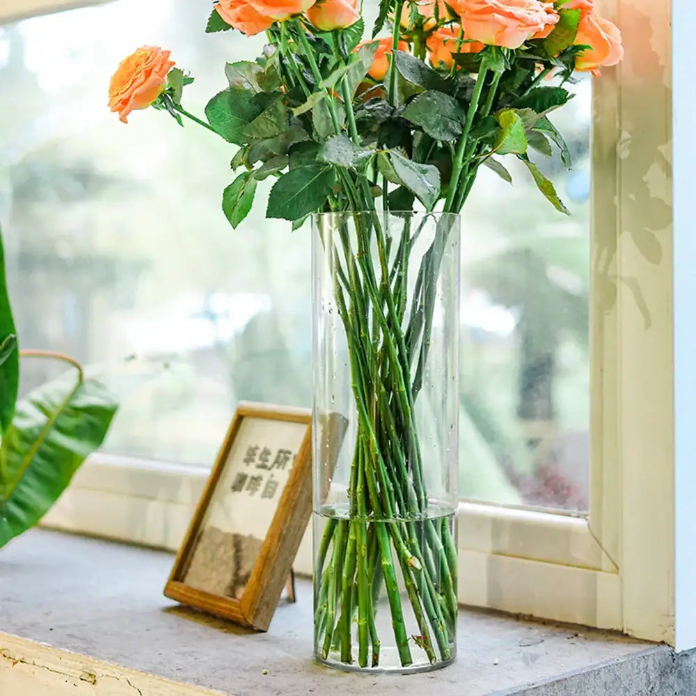 Modern shatterproof clear acrylic cylinder vase dining room decor