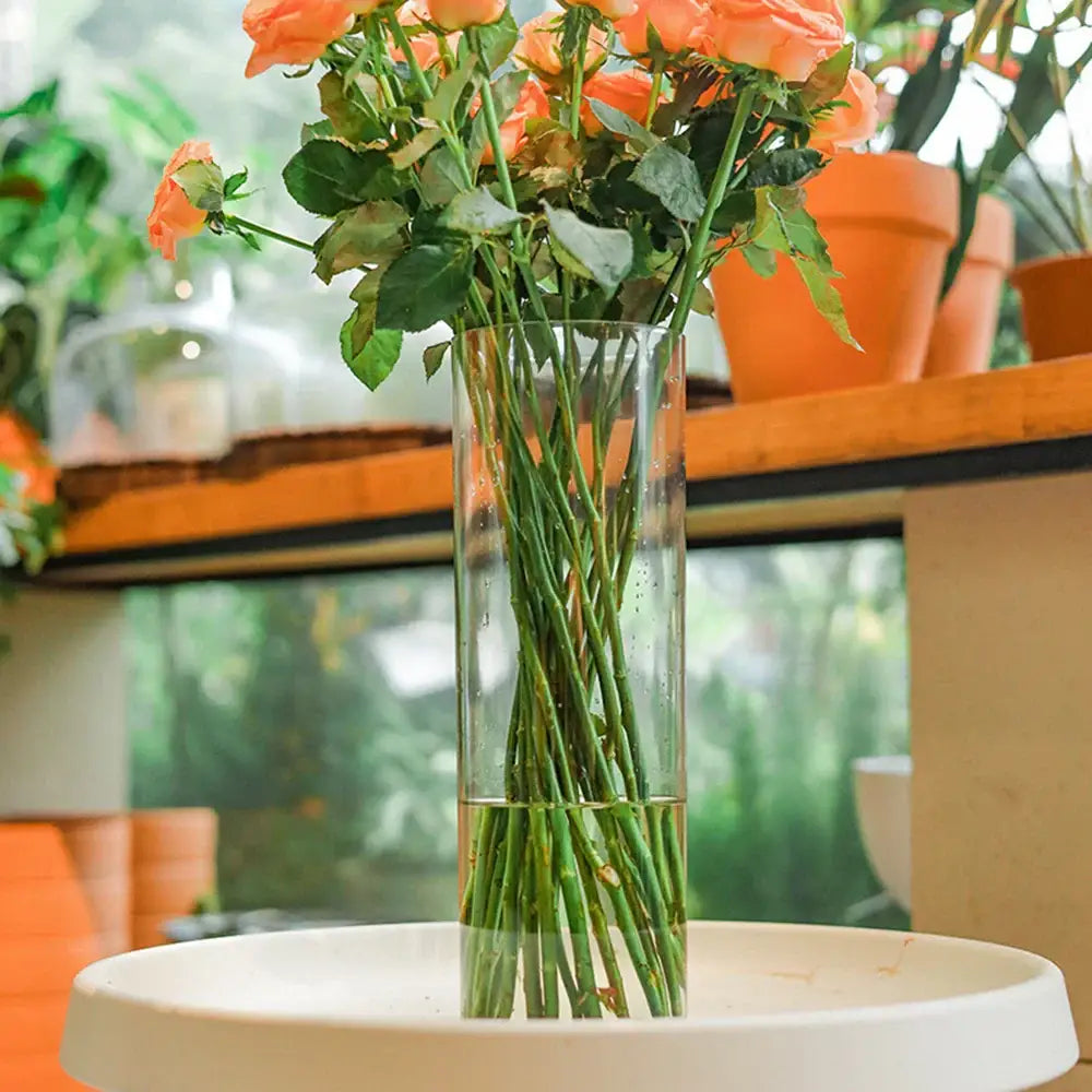 Modern shatterproof clear acrylic cylinder vase dining room decor