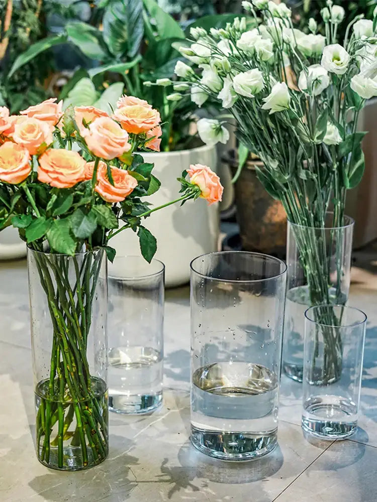 Modern shatterproof clear acrylic cylinder vase dining room decor