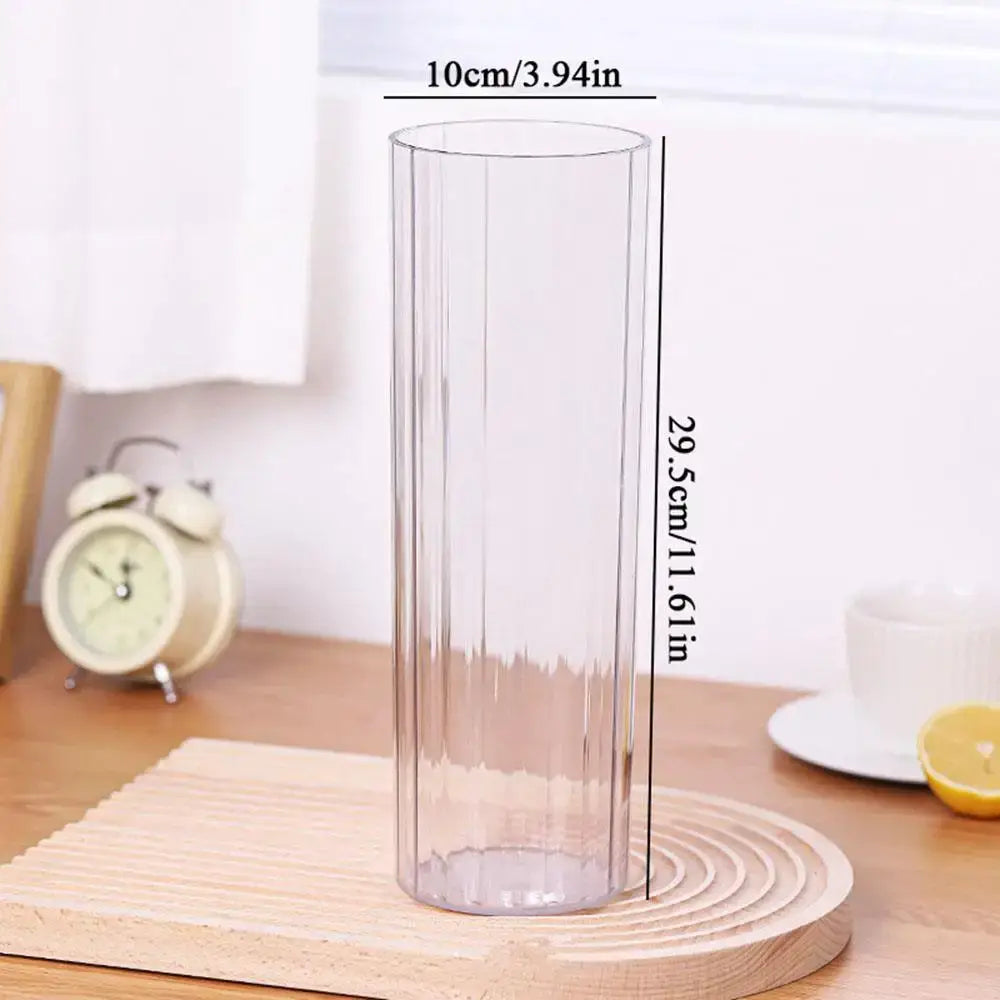 Ribbed shatterproof clear acrylic flower vase for dining room