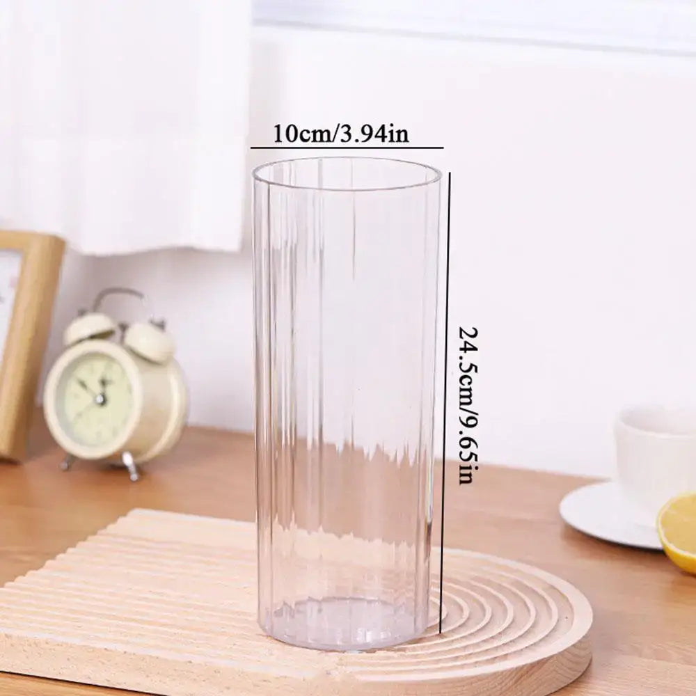 Ribbed shatterproof clear acrylic flower vase for dining room