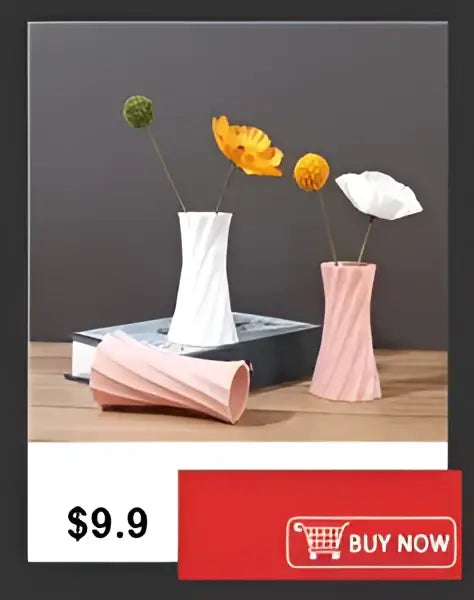 Ribbed shatterproof clear acrylic flower vase for dining room