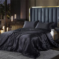 Luxury black satin duvet cover bedding set bedroom sheets