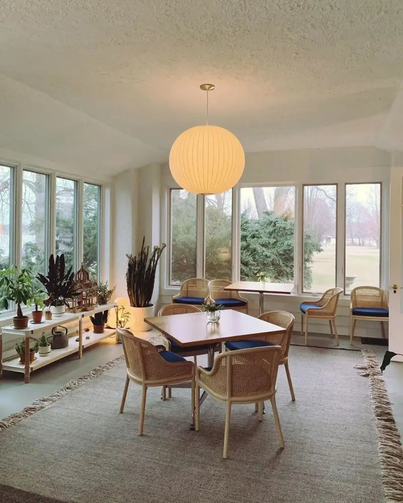 Modern ribbed white led pendant lamp – dining room geometric light