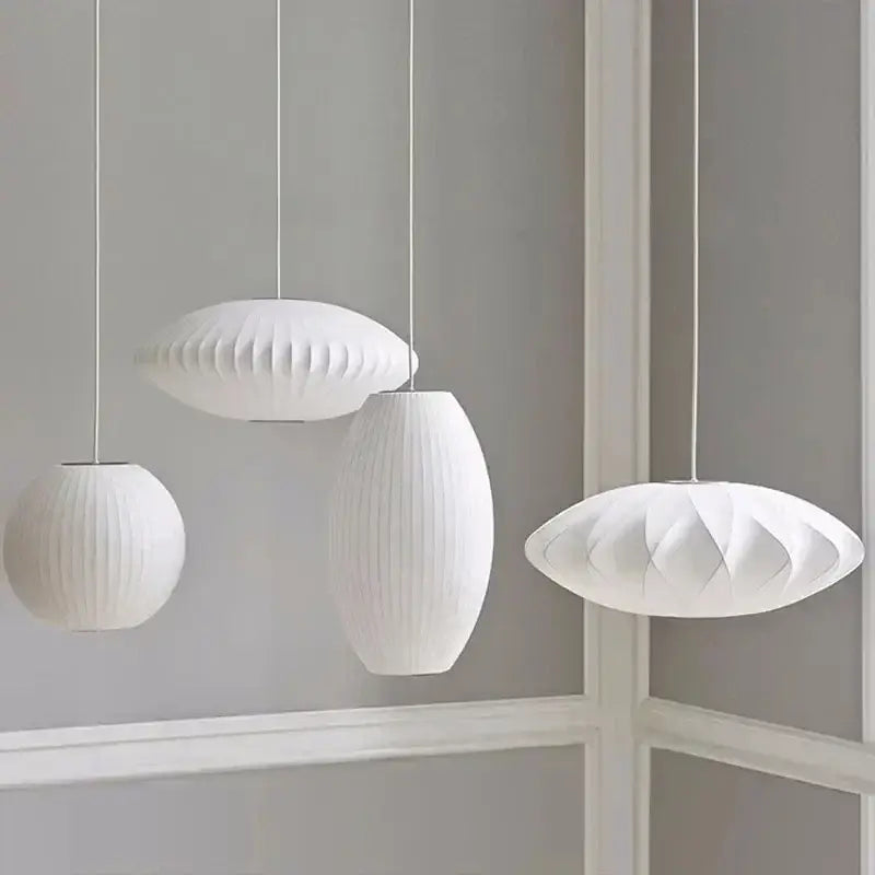 Modern ribbed white led pendant lamp – dining room geometric light