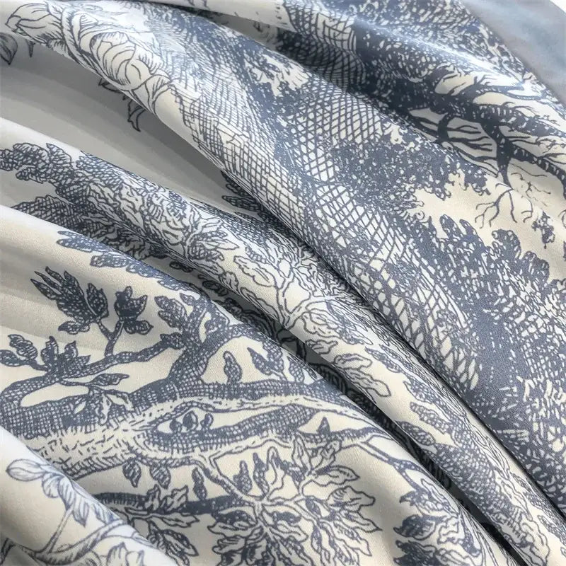 Toile blue & white eucalyptus fiber duvet cover bedroom set