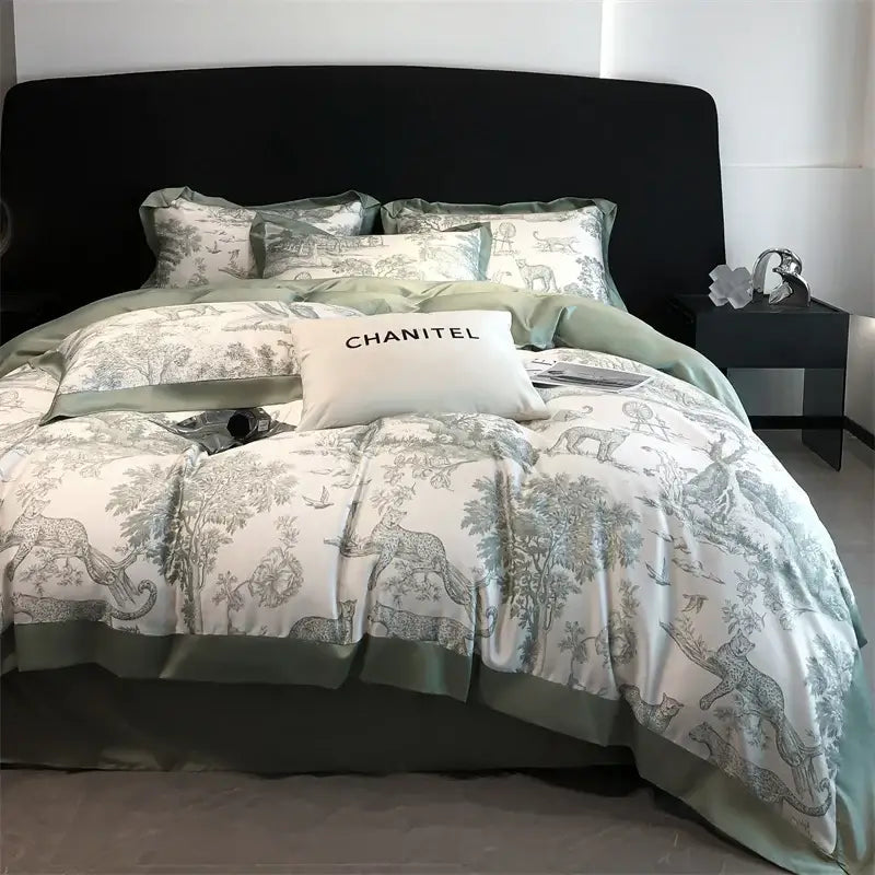 Toile blue & white eucalyptus fiber duvet cover bedroom set
