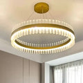 Modern gold tri prism crystal pendant light living room chandelier