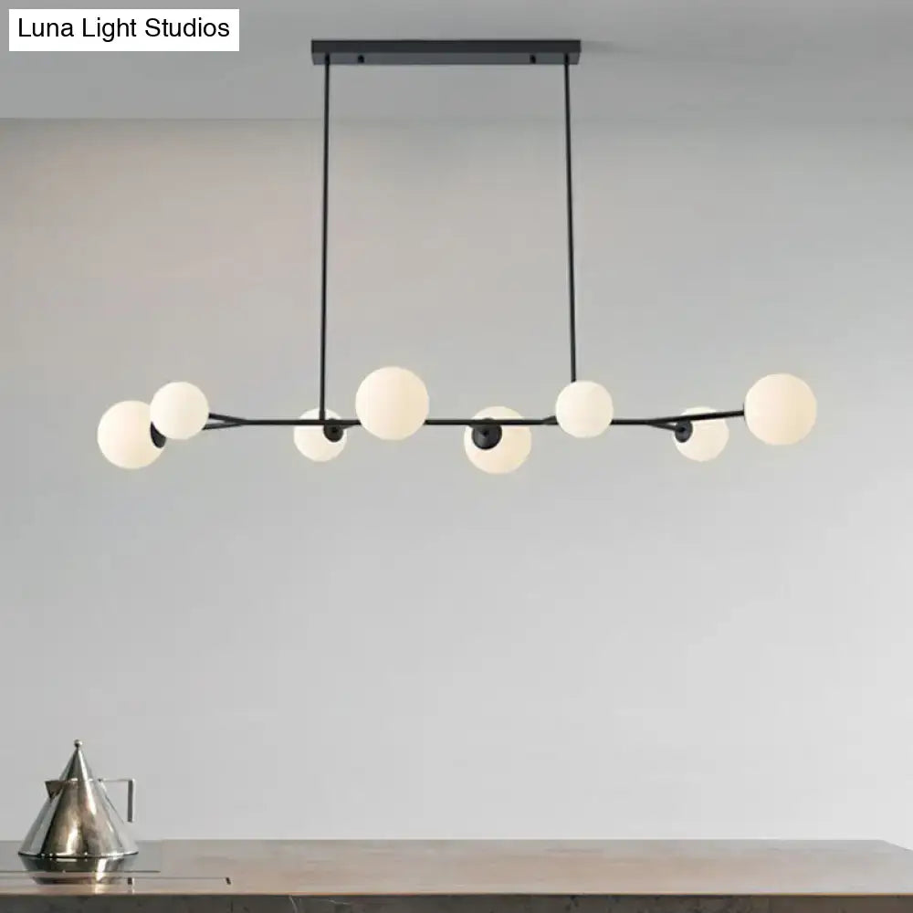 Modern gold opal glass molecular island light for dining rooms